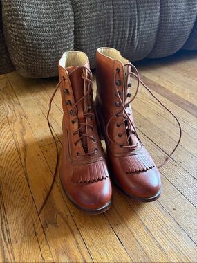 Wolverine Brown Leather Lace-Up Kiltie Boots